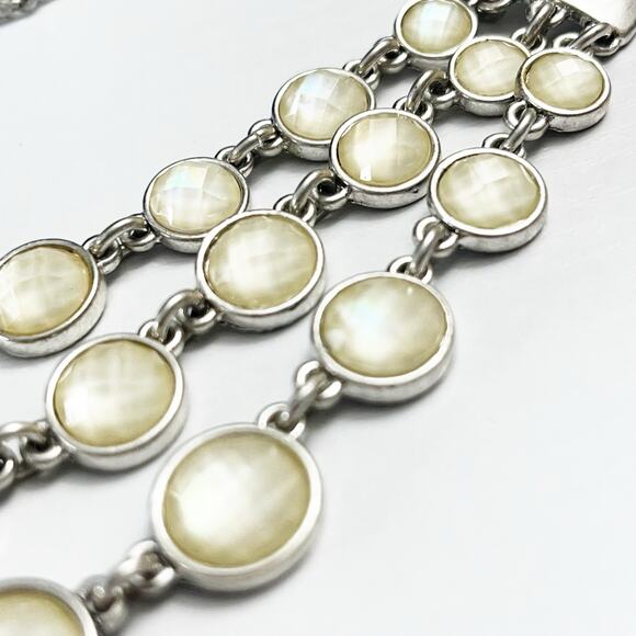 Lucky Brand 3-Strand Citrine Stone Reversible Statement Necklace - Picture 6 of 9